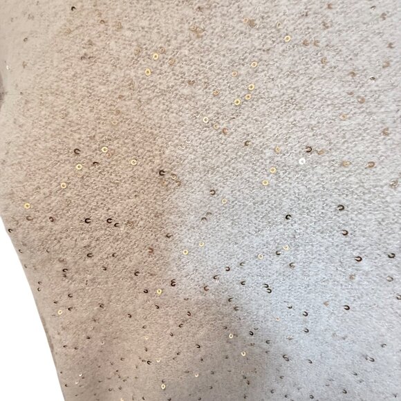 Karl Lagerfeld Paris Womens Sweater M Cream Gold Sequins Keyhole Bow Clean Girl - Picture 8 of 10